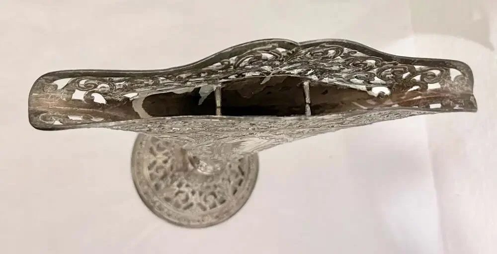 Vtg Godinger Nouveau Flat Fan Shaped Vase Silverplated